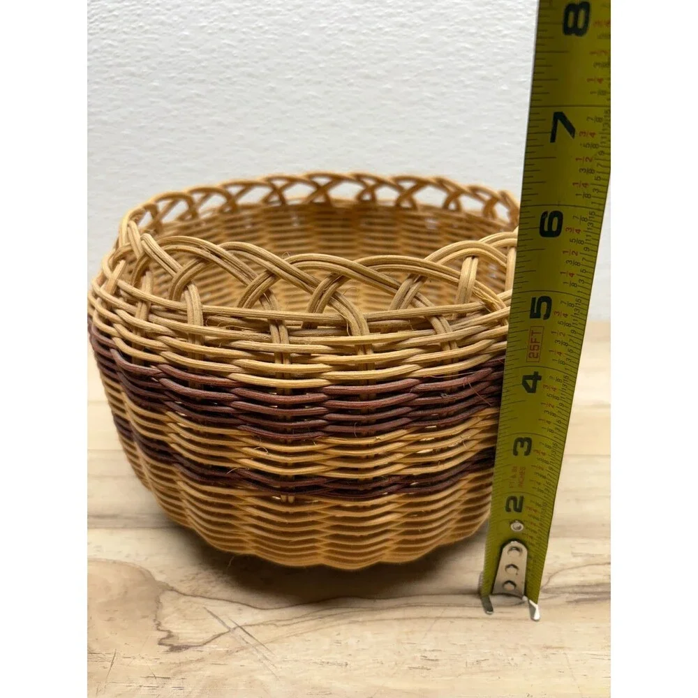 Vtg Handwoven Double Wave Basket Cherokee Style Handmade In USA